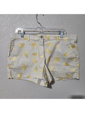 Gap Womens Summer Shorts 12 Khaki Yellow Floral Stretch